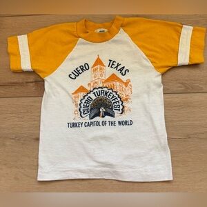 Vintage Cuero Texas Kids Raglan Shirt - Yellow and White